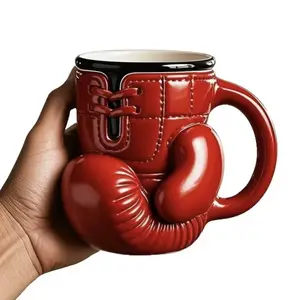 3D Boxing Glove Ceramic Reuse Coffee Mug Tumbler - Handmade, Food-Grade, BPA-Free, Lead-Free, Washable, Dishwasher-Safe Home & Office Drinkware, Ideal Gift for Boxing Lovers