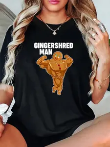 Women's Ginger-Shred Graphic T-Shirt - 100% Cotton, Crew Neck, Soft, Breathable, Cute, Fit, Funny Unisex Christmas Design for Holiday Wear