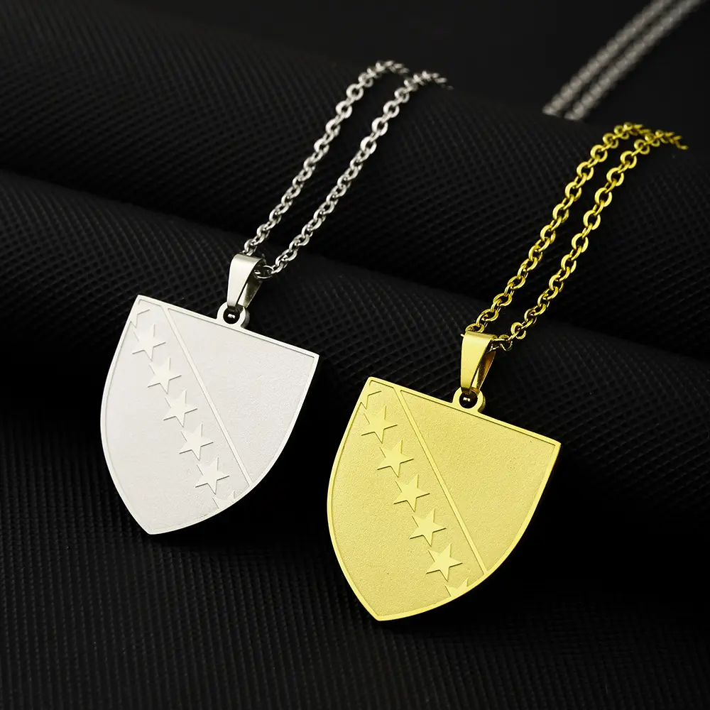 hot-selling fashion wear Bosnian pendant necklace men and women couples stainless steel vacuum plating accessories