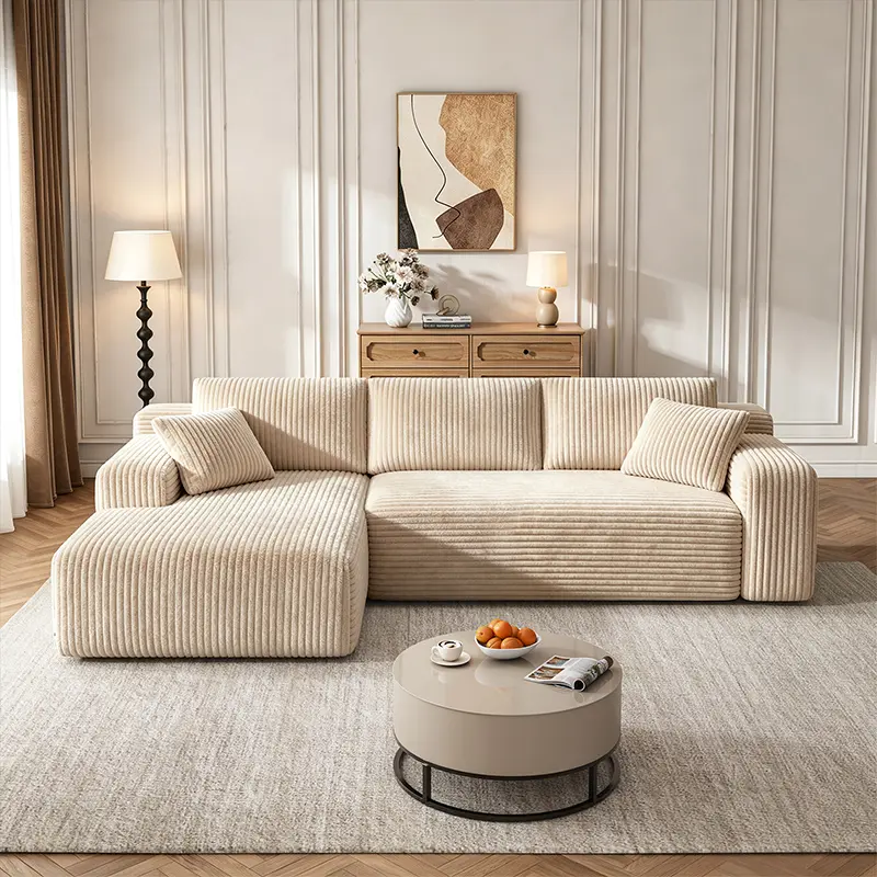 1 Packages 96-Inch U-Shaped Memory Foam Sectional Sofa — An oversized modular design offering "cloud-like" comfort; features deep seating and compressed corduroy fabric, combining space-saving capabilities with a convertible sleeper function.