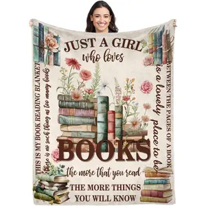 Books Blanket For Book Lover,Lightweight Book Throw Blankets For Girl Women, 50 X 60 Inches