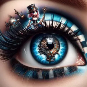 5D DIY Full Drill Round Diamond Painting - Diamond Art Painting Kit Mechanical Eyes, Gears, Steampunk Mosaic, Canvas, Diamond Pattern Design - DIY Decorative Painting, Home Wall Decor, Suitable for Halloween and Christmas, Birthday and Anniversary Gifts