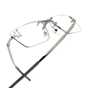 TIJN Rimless Rectangle Sunglasses for Women Men, Metal Frameless Vintage Square Glasses Tinted Lens, Emblematic