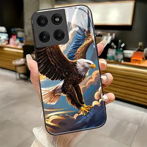 Eagle in Flight  2D pattern suitable for Motorola Moto EDGE 60 50 30 20 Pro FUSION ULTRA 50NEO 50FUSION E15 GPLAY2023 G22 G15 Pretty Protective Phone Case Cover,Black Frame Glass Phone Case Individual Design,Is Suitable for Every Holiday Gift