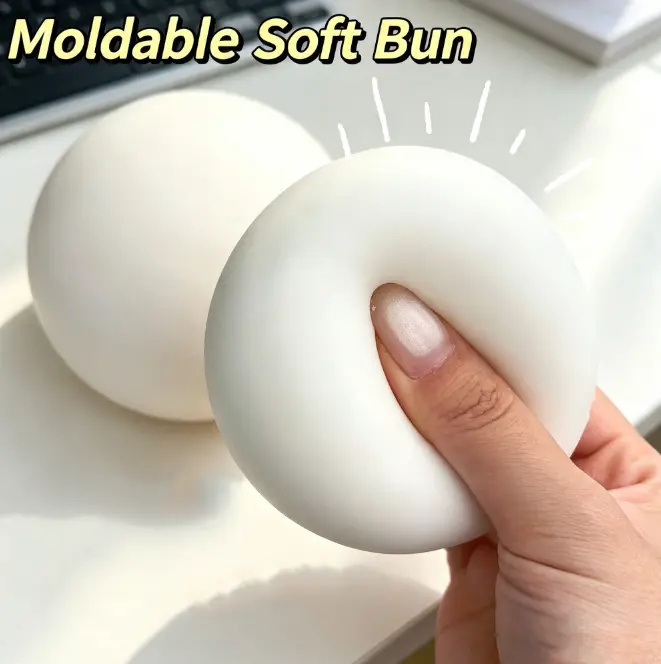 Silky Smooth Round Marshmallow Squishy Toy, Quick Rebound Stretchy Squeeze Sensory Fidget Toy for Stress Relief, Soft Squish Ball, Cute Party Gift for Kids and Adults