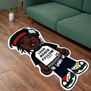 Cartoon Character Bedroom Rug, Unique Fun Sofa Coffee Table Mat, Non-Slip Carpet for Living Room Bedside Boy's Game Room Office Decor