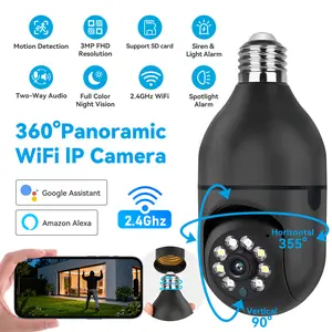 4MP Smart AI Light Bulb Camera with 911 Alarm Monitoring Full Color Night Vision Easy Installation Motion Detection Two-Way Audio Dual-WiFi US Local Cloud Cord Safety Socket