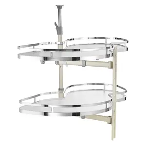 VEVOR Swing Right Blind Corner Cabinet, Pull Out Organizer for 36 inch Width Blind Cabinet, 2 Tier Height Adjustable Swing Tray, Soft Close Kitchen Cloud Blind Organizer, Right Open