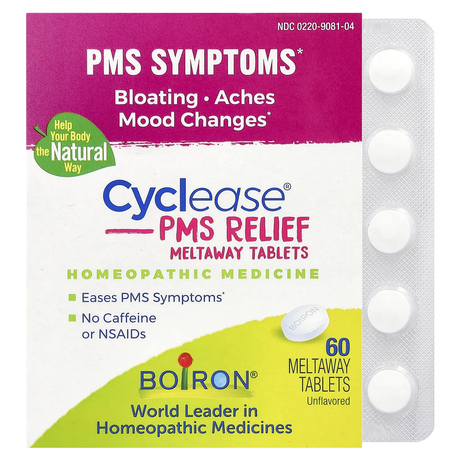 Boiron Cyclease PMS, Unflavored, 60 Meltaway Tablets | HSA/FSA Eligible
