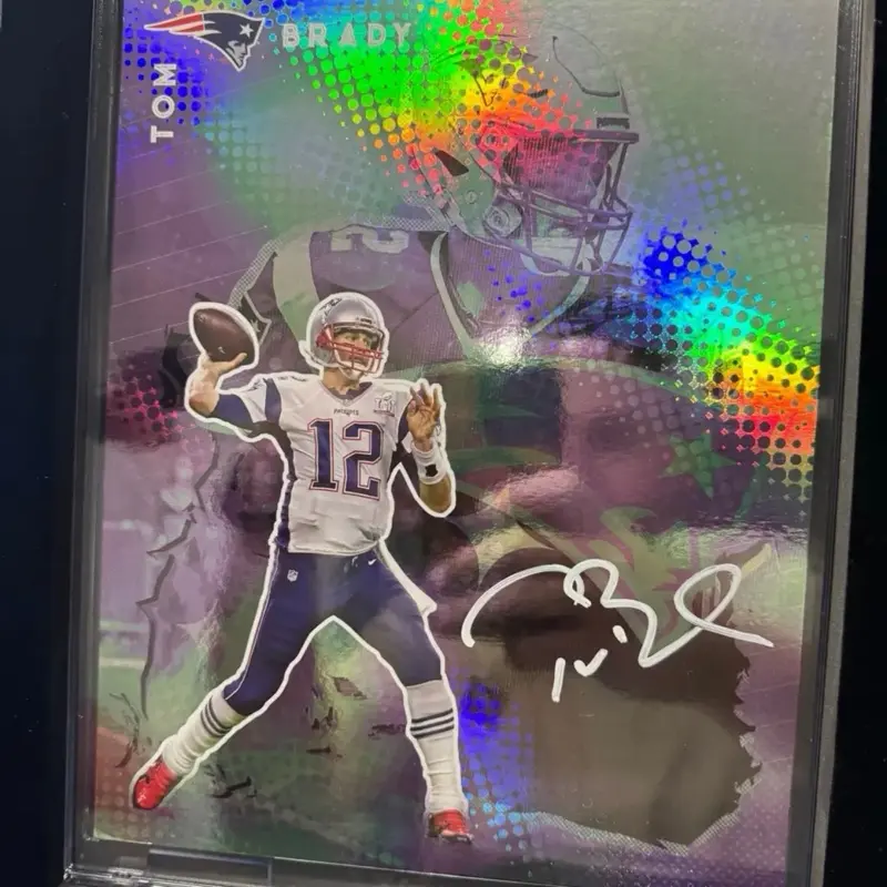Tom Brady Autographed Card - Limited Edition with Rainbow Holographic Design - Perfect for Collectors and Fans