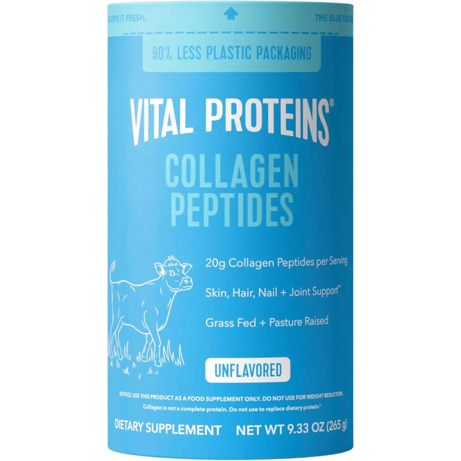 Vital Proteins Collagen Peptides Powder - Unflavored Healthcare Supplement, 9.33oz Grass-Fed, Supports Hair, Skin & Nails, Bones & Joints, 13 Servings