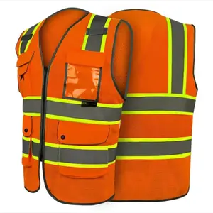 Class 2 Hi Visibility Reflective Safety Vest with Multi Pockets ANSI Rated for Enhanced Visibility and Safety in Various Colors and Sizes