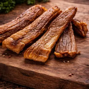 Loteria Treats Beef Backstrap Flat Beef Tendon Strips High Protein Tough Texture for Medium to Large Dogs Natural No Fillers