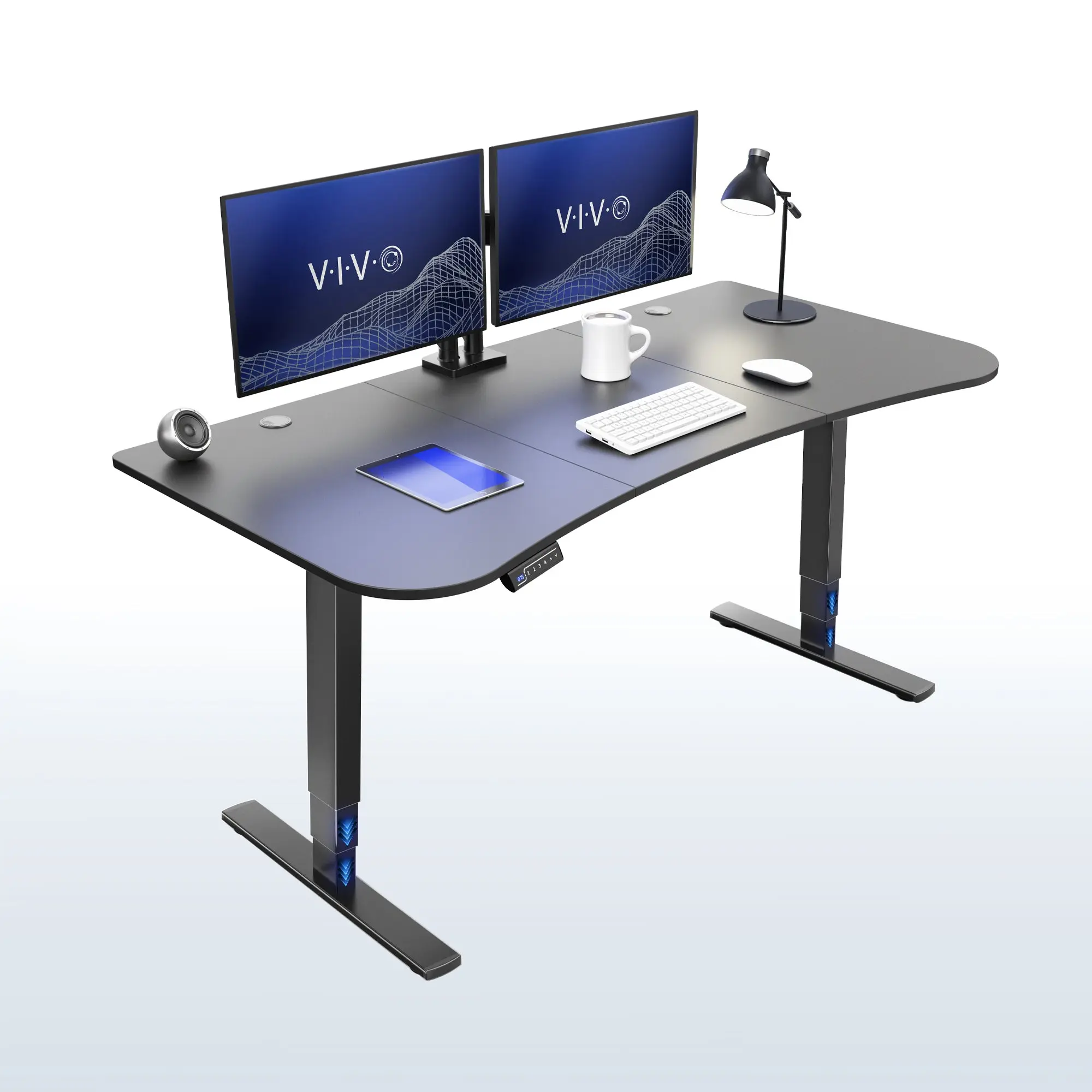 2E Series Electric Computer Desk, 63" x 32" Size, Equipped with Touch Screen Memory Controller