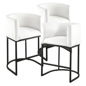 25-Inch Bar Stool Counter Height With Backrest, Set Of 3 - Durable Kitchen Bar Chairs For Dining Room, Breakfast Nook, Home Bar, Industrial Modern Style, Non-Slip Feet, Easy To Clean, Comfortable Seating