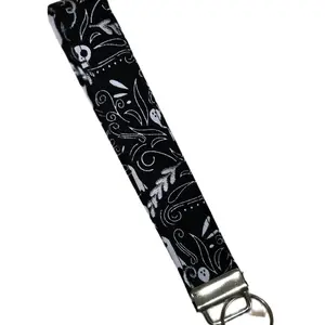 Halloween Silver and Black Ghosts Key fob Keychain Wristlet