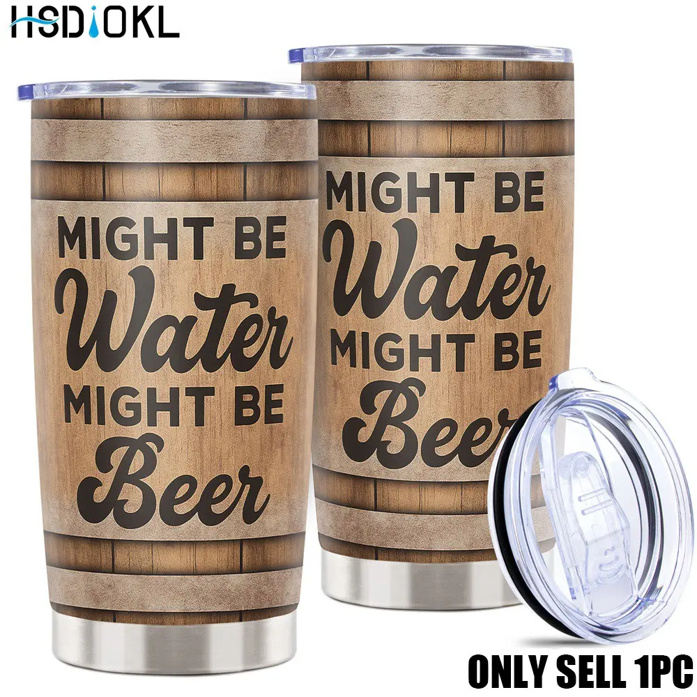 Oktoberfest Beer Stein Tumbler 20oz - Insulated Stainless Steel Mug, Rustic Wood Barrel Design, Keeps Drinks Hot/Cold, Fits Car Cup Holders, Perfect German Beer Festival Gift for Men & Women, Vacuum Insulated Tumbler, Thermal Flask, Vacuum Insulated Cups