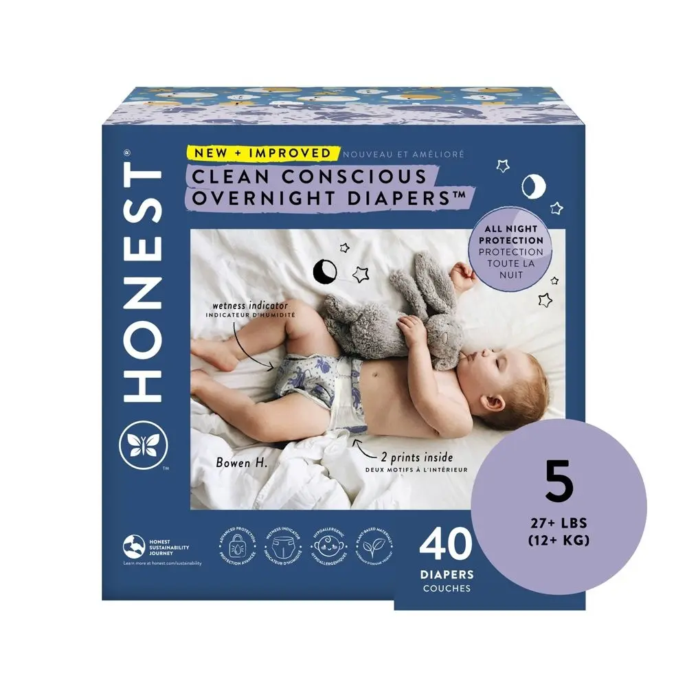 The Honest Company Clean Conscious Sleepy Sheep Disposable Overnight Diapers The Honest Company Clean Conscious Sleepy Sheep Disposable Overnight Diapers