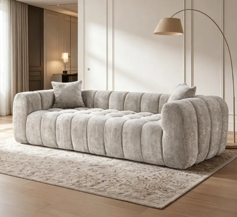 Marshmallow Cloud Compressed Boucle Sofa - 102.7" Oversized Modern Soft Living Room Sofa with 2 Cushions for Apartments
