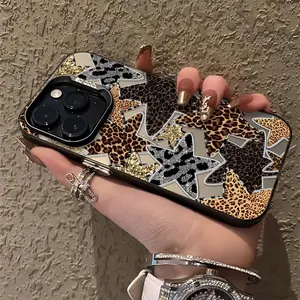Various Spliced Leopard Prints And Stars Phone Case Suitable For Compatible With Iphone17 16, 15, 14, 13, 12, 11, PRO MAX, PLUS,As Well As, Galaxy S22/23/24/25 UltraThe Product Is A 2D Image Cellphone Protection