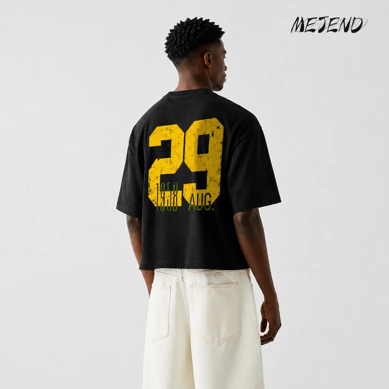 Heavyweight Cropped Tee, 100% Cotton, Casual Crewneck Tshirt, Mens Graphic Tees, MeJend Boxy tee, Thick Fabric tshirt
