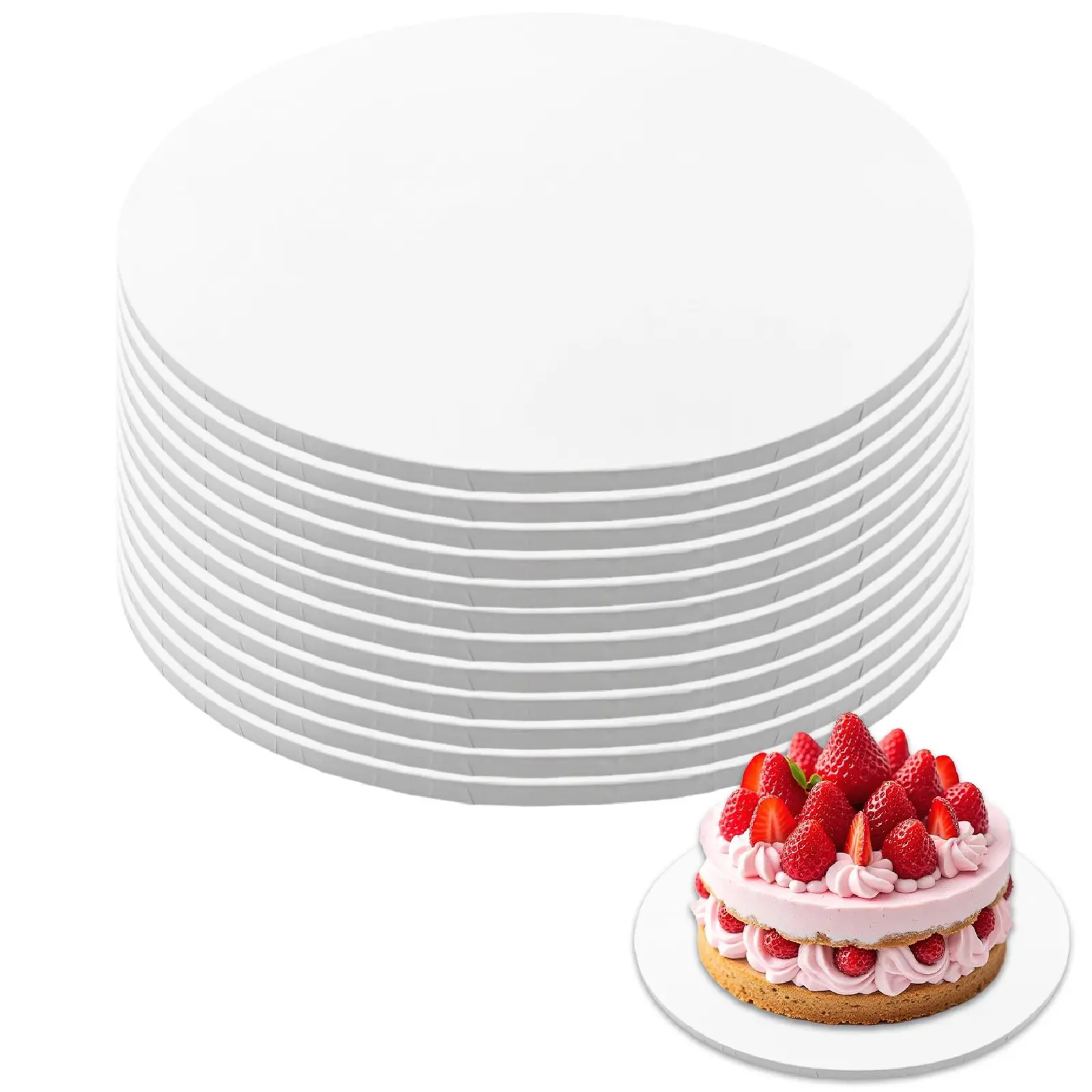 12 PCS Cake Drums, 1/4 Inch Thick Round Cake Boards, White, Professional Quality Cake Cardboards 12 PCS Cake Drums, 1/4 Inch Thick Round Cake Boards, White, Professional Quality Cake Cardboards