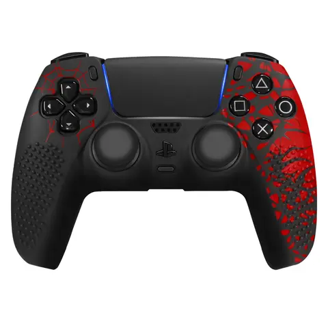 VIDPPLUING PS5 Controller Skin Anti-Slip Silicone Grip Cover, for Gaming Console Joystick, Non-Slip Protection Case with Spider-Man Theme, Includes Thumb Grips & Touchpad Sticker, Wireless Charging Compatible PS5 Accessories