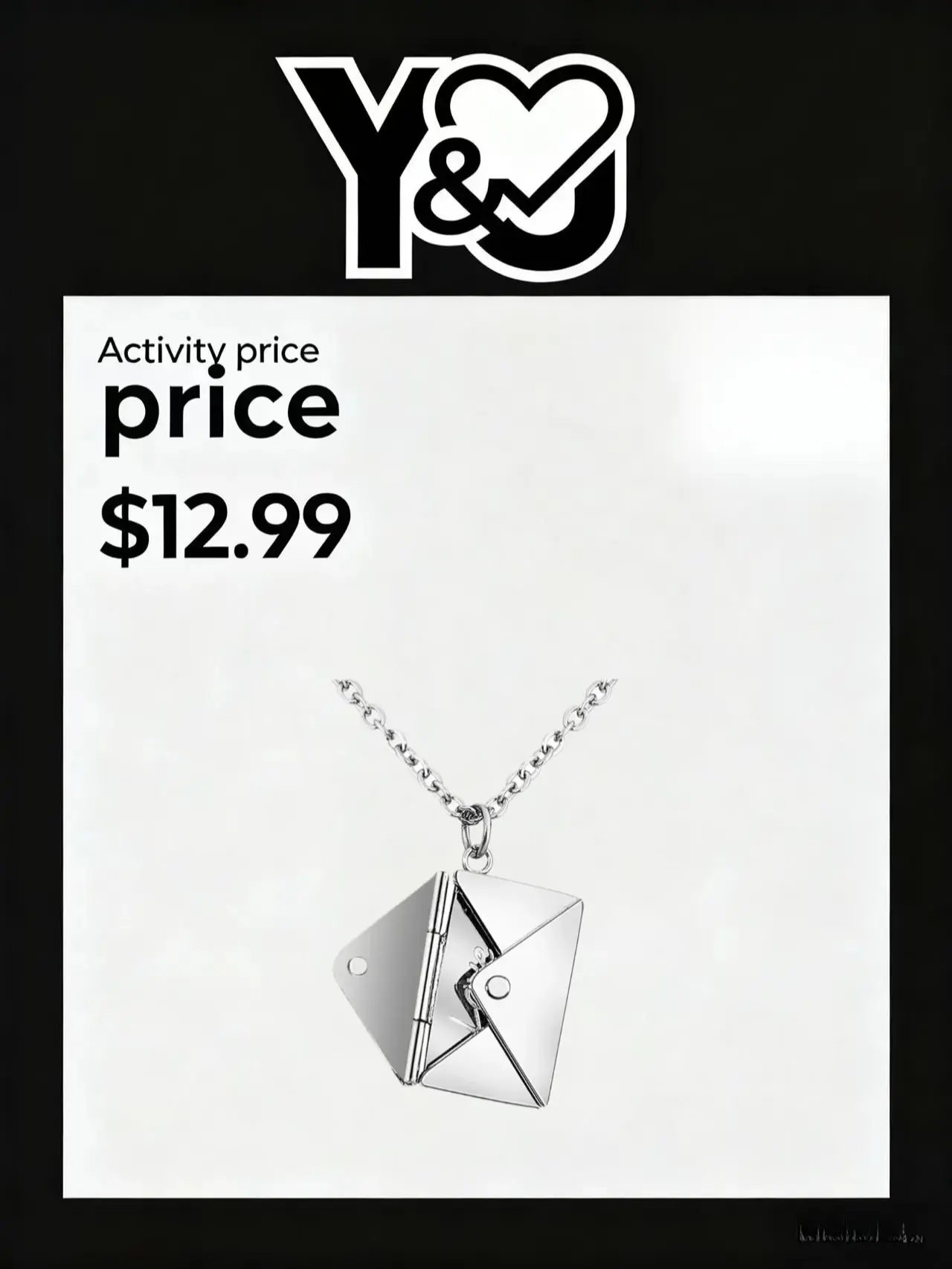 Double-Sided Foldable Origami Envelope Locket with Hidden "Love You" Plaque for Romantic Couple Accessories Gold Plated Amulet Necklace Initial Golden Heart Necklace