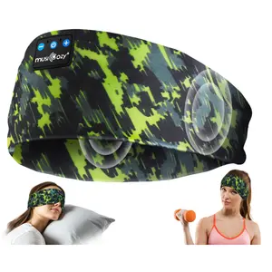 MUSICOZY Sleep Headphones Bluetooth Headband 5.4 Wireless Headband Headphones for Sleeping for Side Sleeper with Ultra-Thin HD Stero Speaker for Workout (Sketch Green)