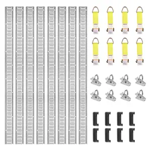 Fathersdaygift VEVOR E Track Tie-Down Rail Kit, 24PCS 5' E-Tracks Set Includes 8 Steel Rails 8 O-Ring Anchors 8 Tie-Offs with D-Ring, Versatile Securing Accessories for Cargo Motorcycles Bikes, 2000 lbs Loaddealsforyoudays