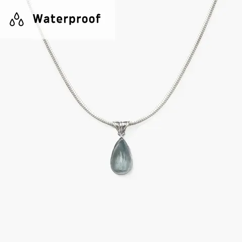 en route Waterdrop Necklace in Marine Blue, Waterproof Ocean-inspired Design, Lightweight Durable Daily Necklace for Casual or Layered Looks #SpringStatements