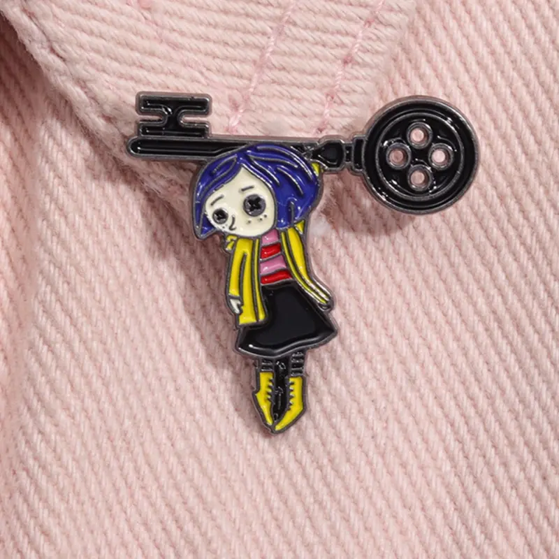 Coraline & the Secret Door Horror Fantasy Animated Movie Enamel Pin, Cartoon Anime Character Alloy Brooch, Lapel Backpack Badge, Fashion Jewelry Accessories, Gift for Friends, Enamel Lapel Pins