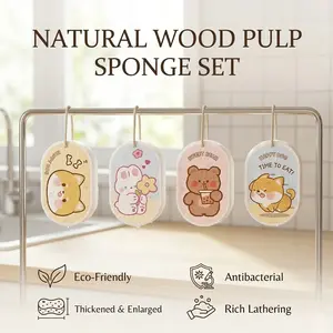 Thickened compressed wood pulp sponge for wiping and increasing water absorption, dishwashing cotton for cleaning kitchen supplies, non greasy cloth, dishwashing cotton