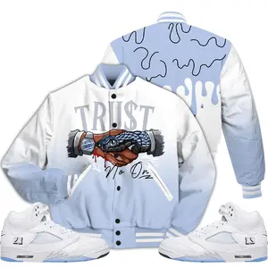 Retro White Metallic 5s Outfits Varsity Jacket, Snake Trust No One Shirts
