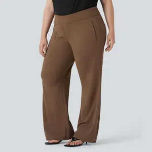 Halara Plus Size Flex High Waisted Work Flare Pants with Side Zip Pockets