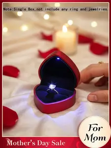 Mother's Day Gift Heart-Shaped Jewelry Box with Light, Luxury Ring Box for Valentine's Day, Elegant Gift Packaging for Weddings and Anniversaries