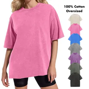 Holafish Women's Oversized T-Shirts Acid Washed Heavy Cotton Vintage Unisex Tee Loose Fit Short Sleeve Casual Streetwear Baggy Basic Tops Fashion All Seasons Summer