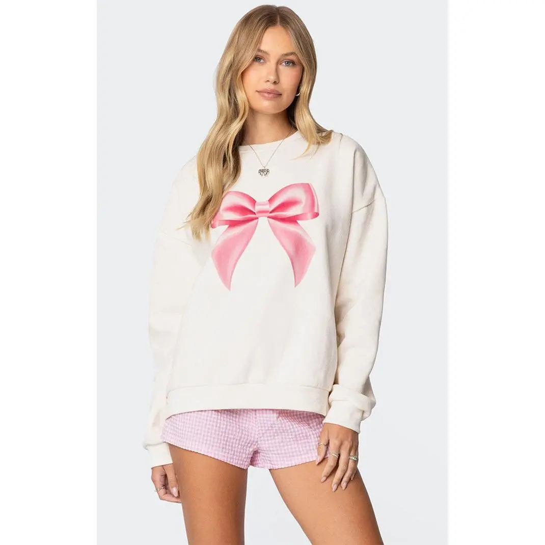 Edikted Women's Bow Brat Printed Sweatshirt