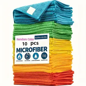 10pcs Microfiber Cleaning Cloth Set, Multi-Purpose Kitchen Towels, Durable Absorbent, Ideal for Living Room Bedroom Bathroom Furniture