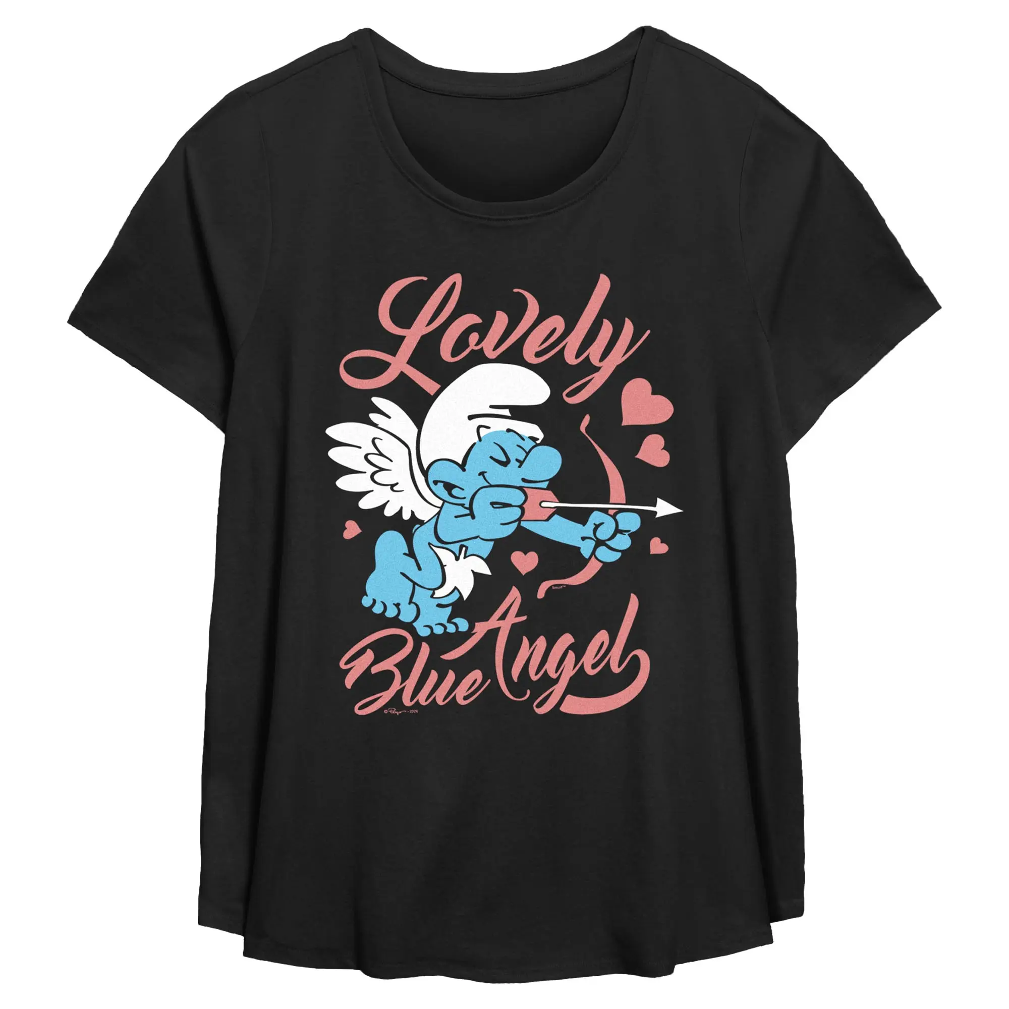 Women's The Smurfs Graphic Print Cotton T-Shirt, Casual Wear with Short Sleeves