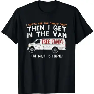 Men's Cotton Crewneck Short-Sleeve Black Sports Top - Smooth, Soft, Seamless Fabric, "I Gotta See The Candy" Dark Humor Graphic, Casual Streetwear Basic