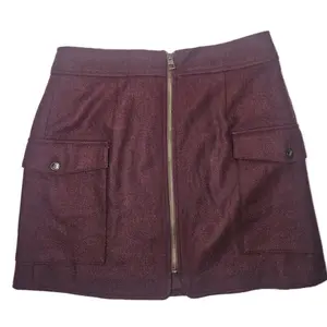 NWT Madewell ($98) Zip Front Mini Skirt Bordeaux Mélange Size 8 Medium ND130