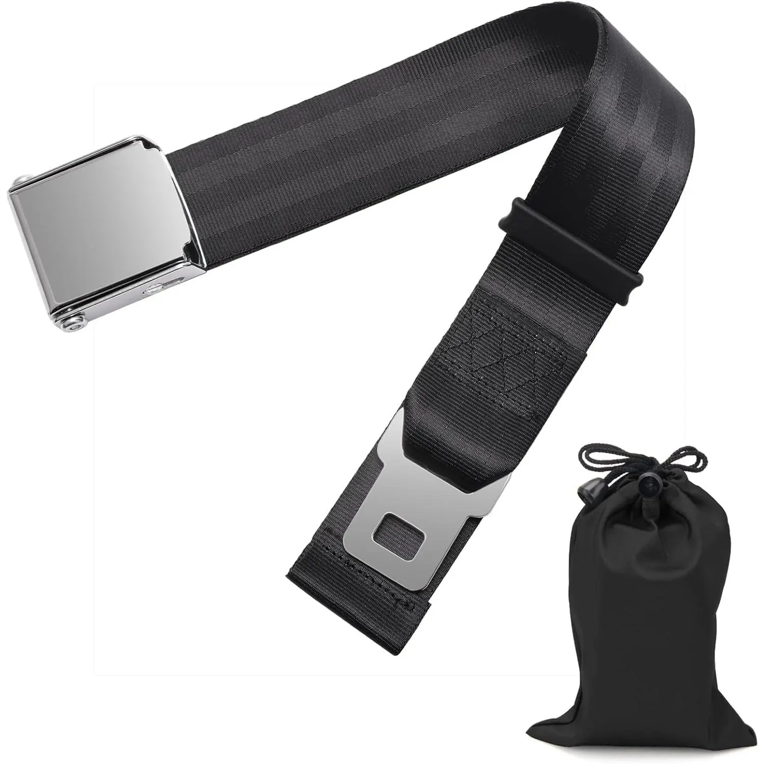 Pregnant Women's Airplane Seat Belt Extender, 7-32 in Adjustable Strap, Soft Polyester, Compact Carry, Stainless Steel Components, Flight Trips Friendly, Fits Most Airlines, Portable with Easy Storage & Free Black Case