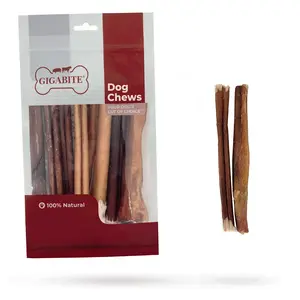 GigaBite Odor-Free Bully Sticks Dog Treats by Best Pet Supplies - 100% Natural Beef, Long-Lasting Dog Chew for Aggressive Chewers, Promotes Dental Health - Safe for Puppies, 6-Inch, Multiple Counts High Protein