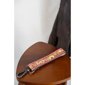 Sunset Bloom Tooled Leather Keychain Wristlet