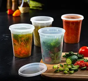 32 oz-24 Pack Plastic Deli Containers with Lids 24 Pack, Slime, Soup, Meal Prep Containers, BPA Free, Stackable, Leakproof Colorful Disposable Chocolate Fruit Chocolate Fruit