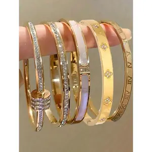 Elegant Stainless Steel Bangle Set, Trendy Stack Bangle, 5-Piece Fashionable Bracelet Classic Design, Perfect for Daily Wear & Special Occasions