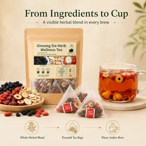 Turmeric Kidney Tea Formula, Ginseng Six Treasures Tea, Organic Kidney Cleanse Tea, Traditional Healthy Kidney Cleansing Tea for Men & Women