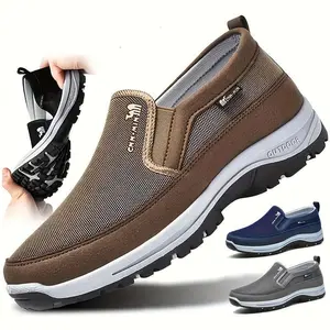 Men's Breathable Knit Slip-On Loafers - Comfortable, Non-Slip Casual Sneakers with Thick Sole for Outdoor Activities - For Men - Suitable for Hiking, Walking, Running - Great Gift for Active Individuals