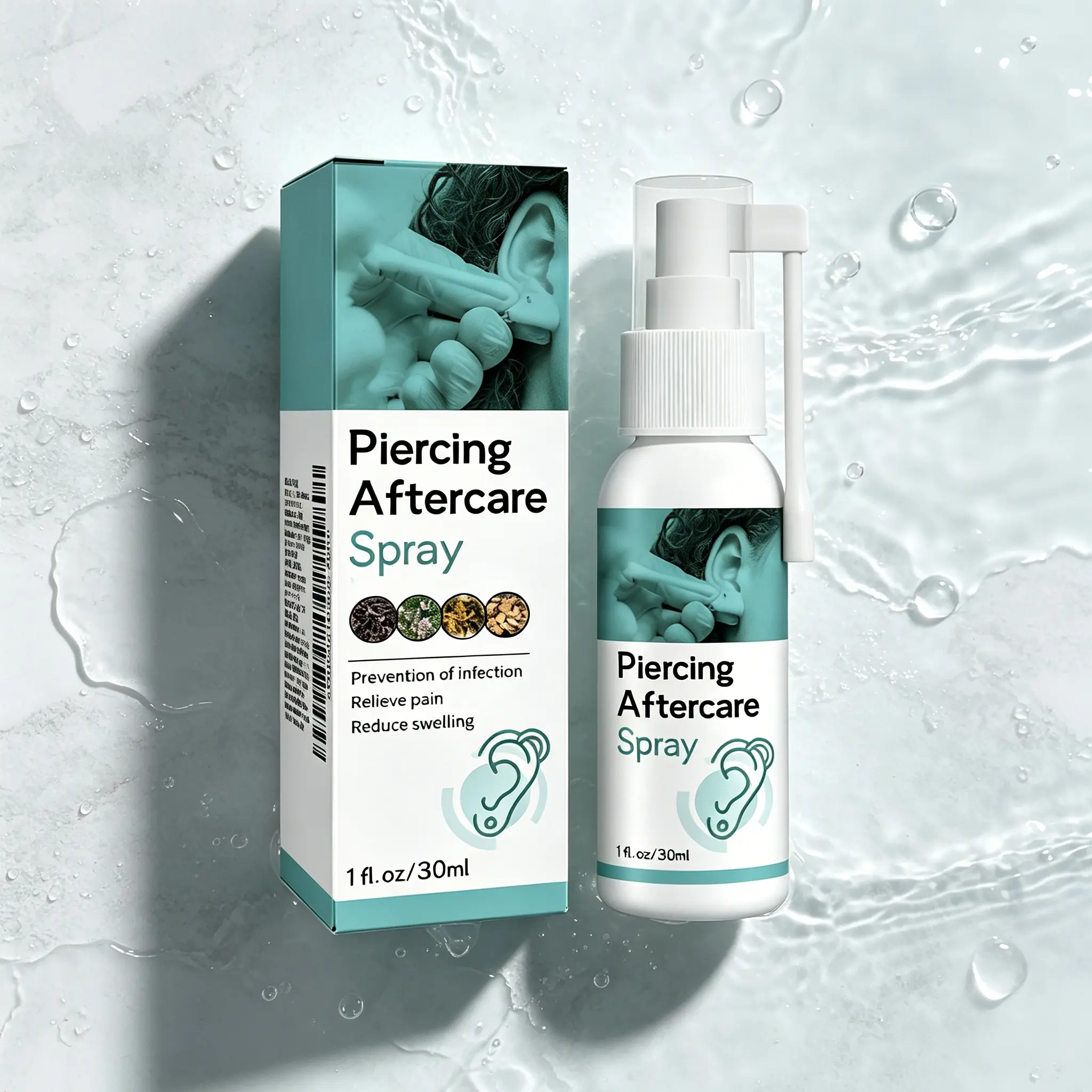 Piercing Healing Spray 30ml – Infection Prevention, Pain Relief & Swelling Reduction – Saline Aftercare for New Piercings – Cleans & Soothes Ear, Nose, Lip & Body – Fast Drying, Non-Stinging